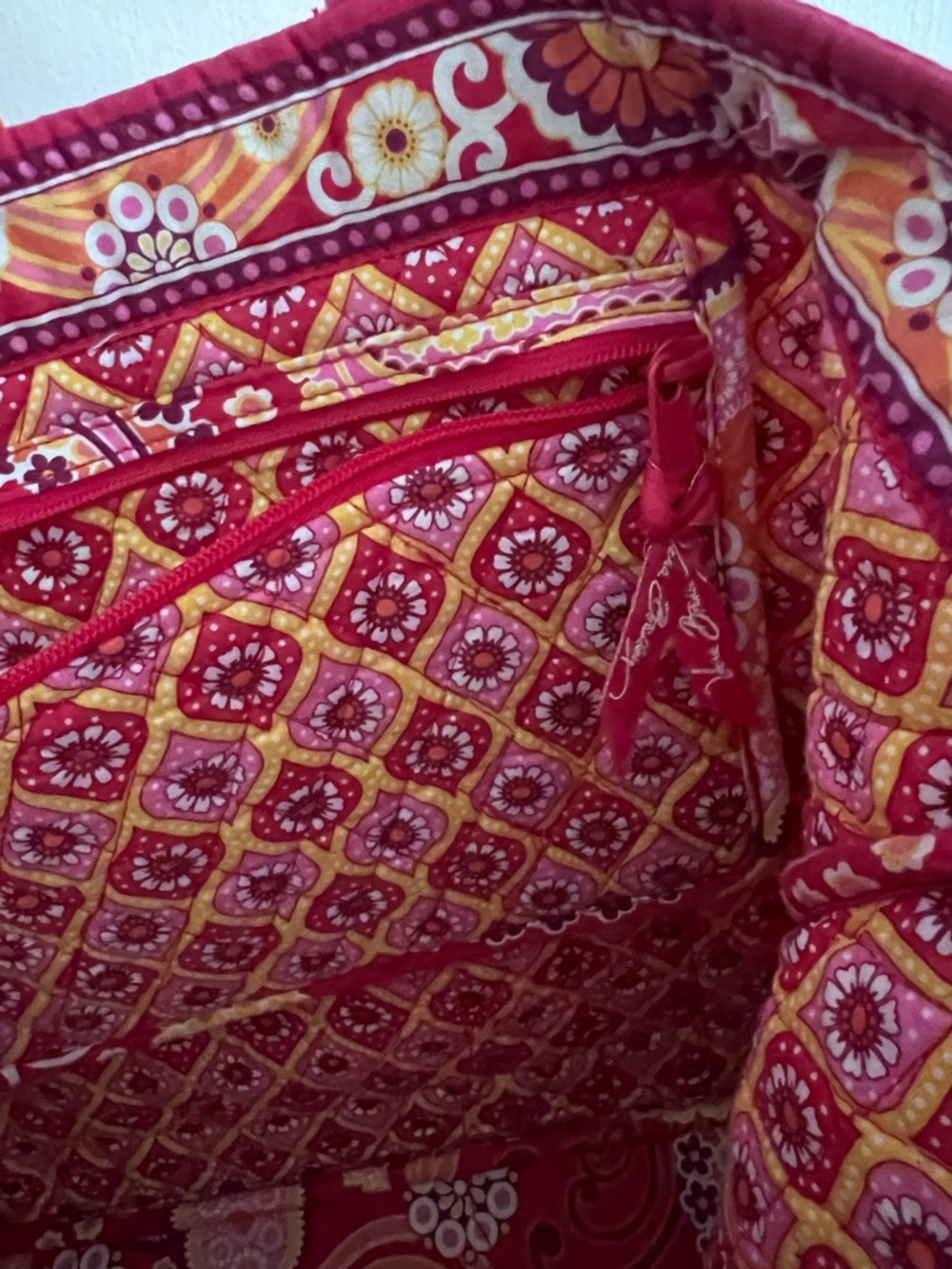 Vera Bradley Raspberry Fizz Quilted Paisley Print Tote Bag in Magenta Vintage - Picture 9 of 10